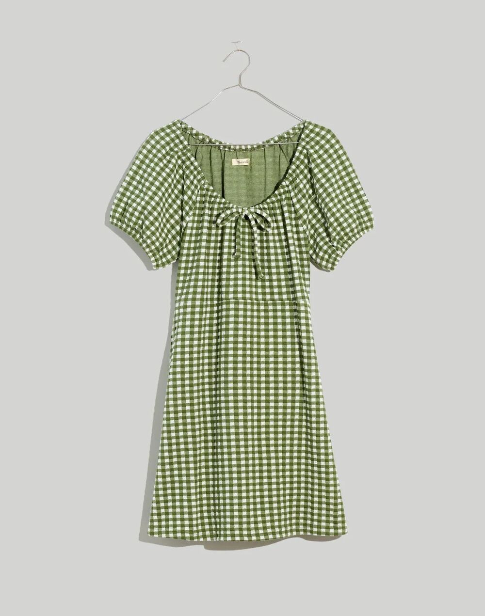 Madewell Jacquard Puff-Sleeve Mini Dress Gingham Check Womens Size S